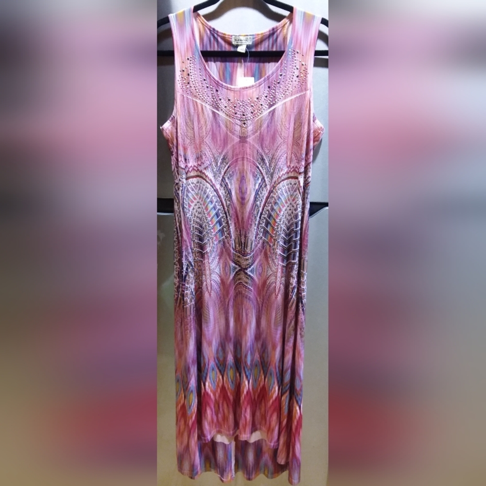 One world sleeveless dress in multi color size S